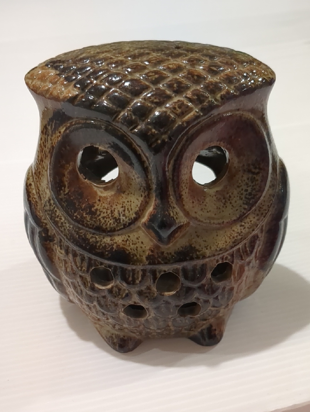 Ceramic Two Face Owl Fairy Tea Light Candle Holder Figurine
